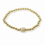 103373, OVAL BARREL STAINLESS STEEL BALL BEADED STRETCH BRACELET