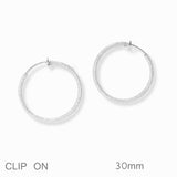 103395, 30MM ROUND METAL HOOP CLIP ON EARRING
