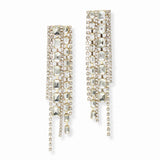 103408, RECTANGLE ACCENT CRYSTAL RHINESTONE DROP EARRING