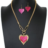 103416, HEART CELLULOID ACETATE CHARM NECKLACE