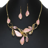 103418, ENAMEL LEAF CELLULOID ACETATE NECKLACE