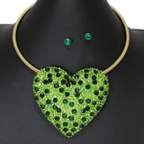 103429, HEART CRYSTAL RHINESTONE CHOKER NECKLACE