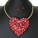 103429, HEART CRYSTAL RHINESTONE CHOKER NECKLACE