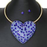 103429, HEART CRYSTAL RHINESTONE CHOKER NECKLACE