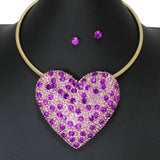 103429, HEART CRYSTAL RHINESTONE CHOKER NECKLACE