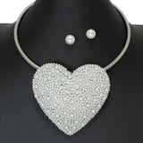 103429, HEART CRYSTAL RHINESTONE CHOKER NECKLACE