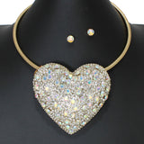 103429, HEART CRYSTAL RHINESTONE CHOKER NECKLACE