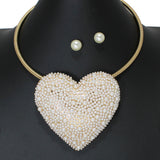 103429, HEART CRYSTAL RHINESTONE CHOKER NECKLACE