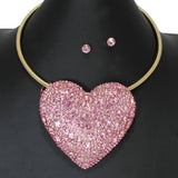 103429, HEART CRYSTAL RHINESTONE CHOKER NECKLACE