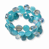 103439, MULTI LAYERED SEMI PRECIOUS STONE BEADED STRETCH BRACELET