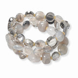 103439, MULTI LAYERED SEMI PRECIOUS STONE BEADED STRETCH BRACELET