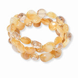103439, MULTI LAYERED SEMI PRECIOUS STONE BEADED STRETCH BRACELET