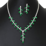 107126, TEARDROP CUBIC ZIRCONIA ACCENT CRYSTAL RHINESTONE NECKLACE