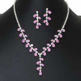 107126, TEARDROP CUBIC ZIRCONIA ACCENT CRYSTAL RHINESTONE NECKLACE
