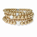 103463, SEMI PRECIOUS STONE ACCENT MULTI LAYERED BEADED STRETCH BRACELET