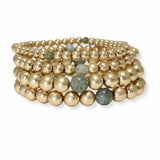 103463, SEMI PRECIOUS STONE ACCENT MULTI LAYERED BEADED STRETCH BRACELET