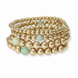 103463, SEMI PRECIOUS STONE ACCENT MULTI LAYERED BEADED STRETCH BRACELET
