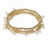 103466, DAINTY BEAD ACCENT MULTI LAYERED BALL BEADED STRETCH BRACELET