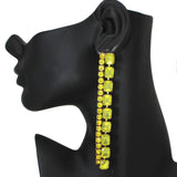 103467, RECTANGLE ACCENT RHINESTONE DROP DANGLE EARRING