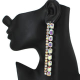 103467, RECTANGLE ACCENT RHINESTONE DROP DANGLE EARRING