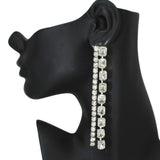 103467, RECTANGLE ACCENT RHINESTONE DROP DANGLE EARRING