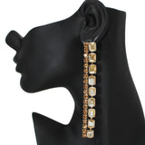 103467, RECTANGLE ACCENT RHINESTONE DROP DANGLE EARRING