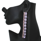 103467, RECTANGLE ACCENT RHINESTONE DROP DANGLE EARRING
