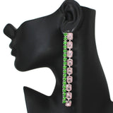 103467, RECTANGLE ACCENT RHINESTONE DROP DANGLE EARRING