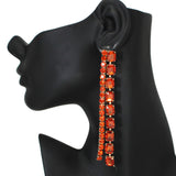 103467, RECTANGLE ACCENT RHINESTONE DROP DANGLE EARRING