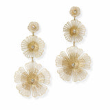 103474, TRIPLE FLOWER METAL DANGLE EARRING