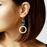 103476, GLASS STONE ACCENT GEOMETRIC DANGLE EARRING