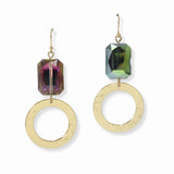 103476, GLASS STONE ACCENT GEOMETRIC DANGLE EARRING