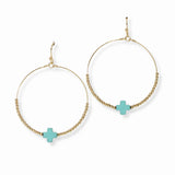 103486, CROSS ACCENT DAINTY BEADED ROUND DANGLE EARRING