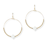 103486, CROSS ACCENT DAINTY BEADED ROUND DANGLE EARRING