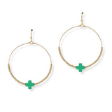103486, CROSS ACCENT DAINTY BEADED ROUND DANGLE EARRING