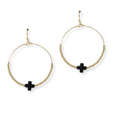 103486, CROSS ACCENT DAINTY BEADED ROUND DANGLE EARRING