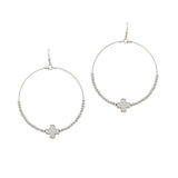 103486, CROSS ACCENT DAINTY BEADED ROUND DANGLE EARRING