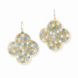 103487, CLOVER PEARL & BEADED DANGLE EARRING