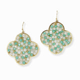 103487, CLOVER PEARL & BEADED DANGLE EARRING