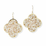 103487, CLOVER PEARL & BEADED DANGLE EARRING