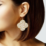 103487, CLOVER PEARL & BEADED DANGLE EARRING