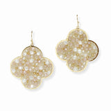 103487, CLOVER PEARL & BEADED DANGLE EARRING