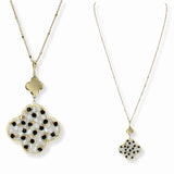 103491, CLOVER PEARL & BEADED LONG PENDANT NECKLACE