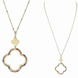 103492, CLOVER BEADED LONG PENDANT NECKLACE