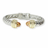 103495, CUBIC ZIRCONIA ACCENT DESIGNER INSPIRED HINGED CUFF BRACELET