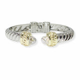 103495, CUBIC ZIRCONIA ACCENT DESIGNER INSPIRED HINGED CUFF BRACELET