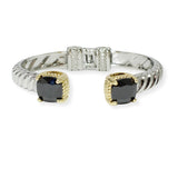 103496, CUBIC ZIRCONIA ACCENT DESIGNER INSPIRED HINGED CUFF BRACELET
