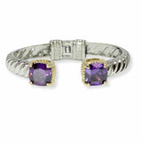 103496, CUBIC ZIRCONIA ACCENT DESIGNER INSPIRED HINGED CUFF BRACELET