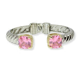 103496, CUBIC ZIRCONIA ACCENT DESIGNER INSPIRED HINGED CUFF BRACELET