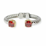103496, CUBIC ZIRCONIA ACCENT DESIGNER INSPIRED HINGED CUFF BRACELET